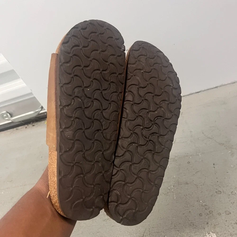 Birkenstock Granada Sandals Unisex M6/W8 Brown Leather Open Toe Slip On Slide - Picture 7 of 8